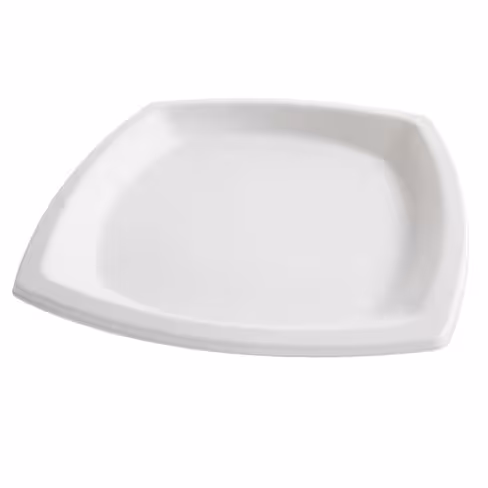 Assiette carrée blanche en pulpe végétale - 21 x 21 cm - lot de 12 paquets de 25