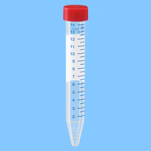 Tube 15 ml 120/17 PP conique aplat gradué 50/sac stérile apyrogène x 500