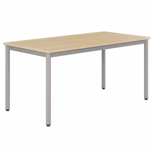 Table Bandana - 160 x 80 cm - 4 pieds époxy gris alu - plateau stratifié hêtre miel - taille 6