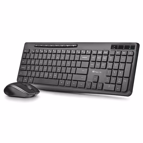 Pack clavier AZERTY et souris sans fil - NGS Magic kit multidispositif - Bluetooth rechargeable - noir
