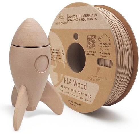 Filament 3 D PLA Wood Nanovia - 1,75 mm - marron - 2 kg - l'unité
