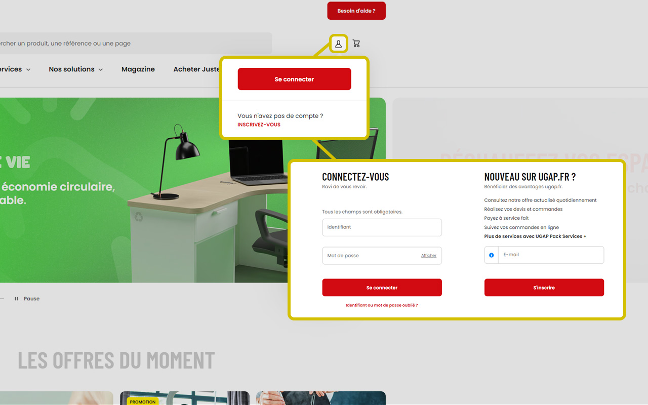 Connectez vous puis sélectionner le produit