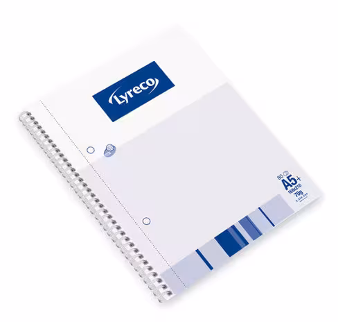 Cahier à spirale A5 Lyreco 160 pages 70 g perforées quadrillé 5 x 5