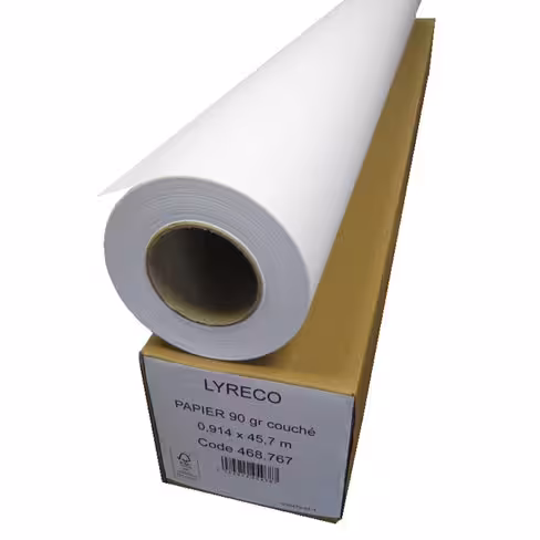 Bobine papier couché 90 g non perforé - 90g - 91,4 mm x 45,7 m - blanc