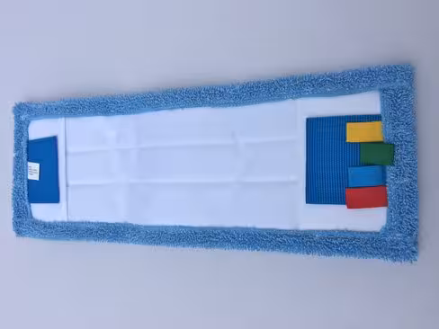 Frange microfibre - languettes et poches microfibre - bleu - spécial nettoyage des sols - lot de 10
