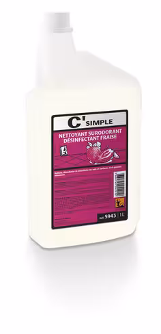 Détergent surodorant bactéricide C'simple - parfum fraise - carton de 6 x 1 l