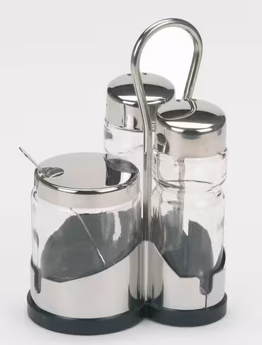 Ménagère sel, poivre et moutarde - corps en verre