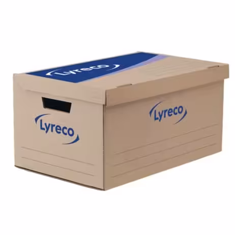 Conteneur à archives Lyreco - dos 35 cm - montage manuel - kraft ecru - lot de 10