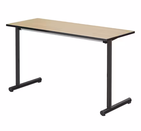 Table Polya 130x50 cm T6 - hêtre miel/noir Pékin - chants surmoulés - piétement noir Pékin - par 2