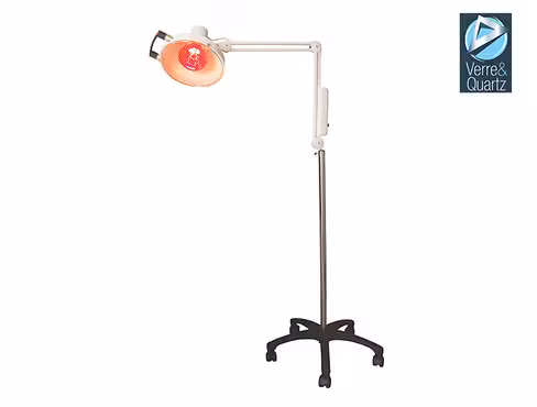 Lampe chauffante infrarouge 250 W sur bras articulé avec interrupteur sur pied roulant lesté
