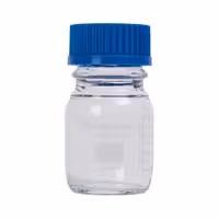 Flacon 100 ml col GL 45 verre borosilicaté 3.3 avec bouchon et bague anti goutte en PP bleu gradué x 10