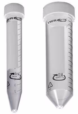 Tube à centrifuger 15 ml fond conique met fr cap plat vr stérile x 500