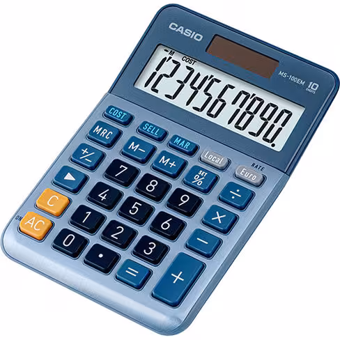 Calculatrice de bureau Casio MS-100EM desk - 10 chiffres - bleu