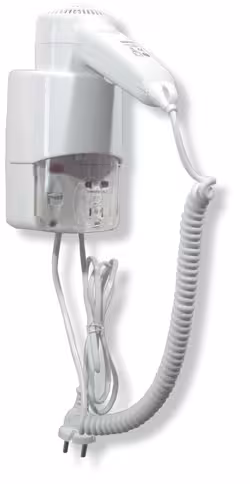 Sèche-cheveux à pistolet avec prise rasoir - ABS blanc