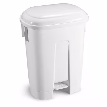 Collecteur à déchets à pédale polypropylène blanc - 60 l