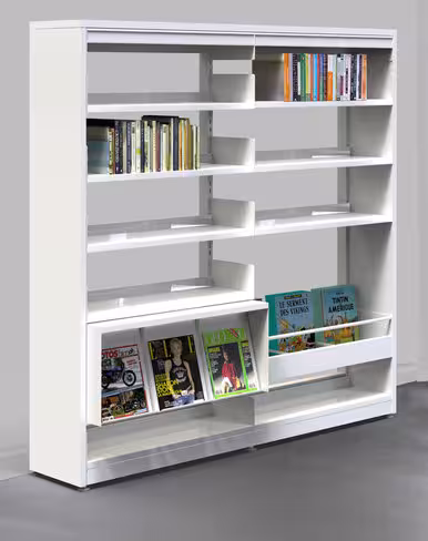 Rayonnage simple face London - h. 182 cm - configuration 1 élément départ + 1 élément suivant + 7 tablettes +