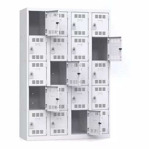 Vestiaire non visitable 4 colonnes 5 casiers galvanisé - l. 30 cm - impératif : serrure en option