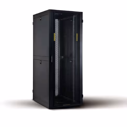 Baie serveur équipée 19'' - 42U - Lienk - 800 x 1200 mm - AV ajourée / AR saloon ajourée - charge 1300 kg - livrée montée