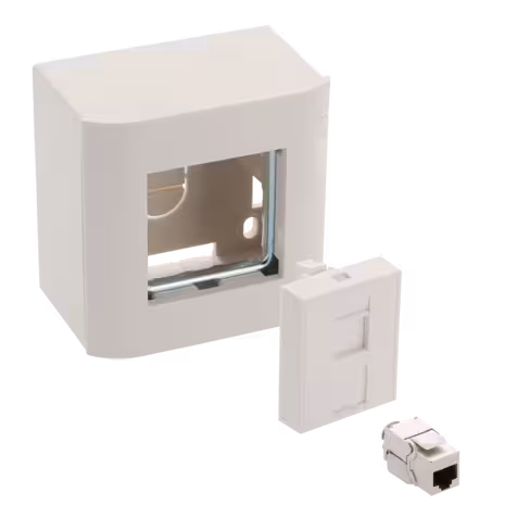 Boitier mural équipé en saillie - Lienk - 1 port RJ45 - cat 6a - blindé - blanc