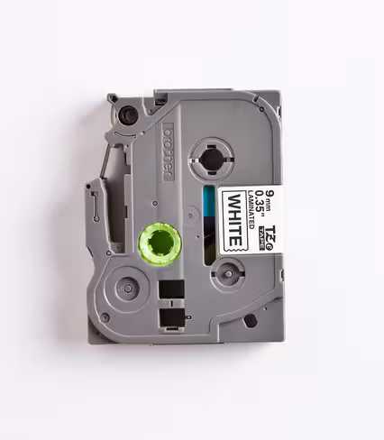 Ruban étiquettes - Brother - 9 mm x 8 m - noir sur blanc - pour étiqueteuse PT-E300VP / PT-E550WVP