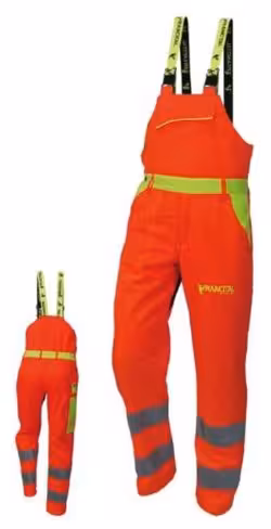 Salopette de protection et signalisation pour scie à chaine 70% polyester et 30% coton - orange