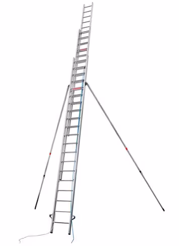 Echelle - h. 5,70/14,60 m - 3 plans - corde sur le côté - aluminium