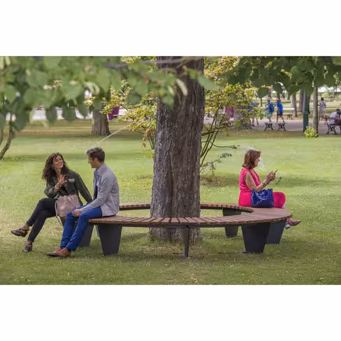 Banquette courbe - slalom - assise bois - 1 module courbe l. 282,7 cm - déchargé sous abri