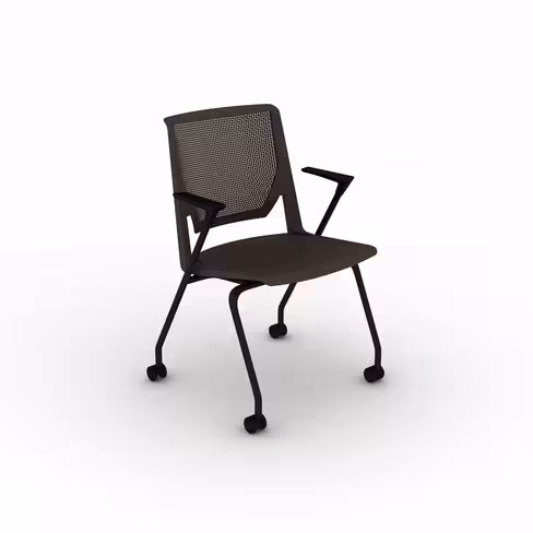 Fauteuil 4 pieds Véry - polypropylène - piétement époxy sur roulettes