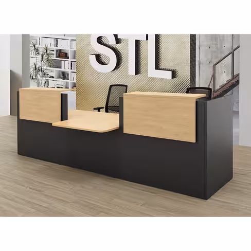 Banque d'accueil droite Ola - l. 345 x pr. 115 cm - avec comptoir bas PMR