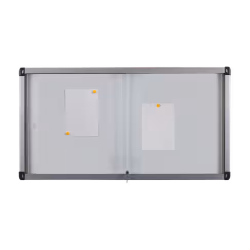 Vitrine d'intérieur murale - portes coulissantes en verre trempé - fond tôle laquée 8 A4