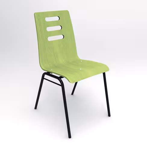 Chaise 4 pieds Alix - coque B - hêtre teinté - piétement époxy - empilable - lot de 4