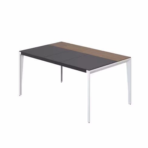 Bureau droit placage bois X-Time Wood - l. 161 x p. 101 cm - sous-main cuir intégré