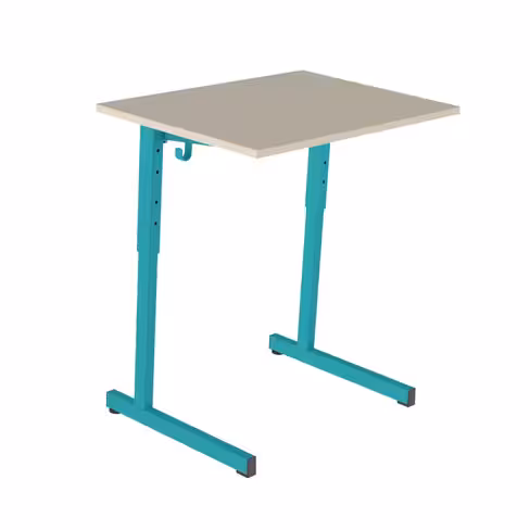 Table Doga 70x50cm réglable - beige Pyla/bleu-vert - chants plastiques - piétement bleu-vert récif - par 2