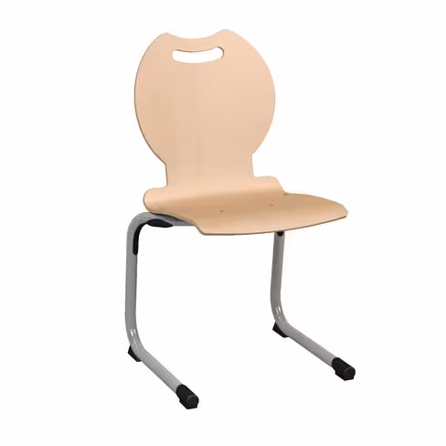 Chaise appui sur table Bandana - coque bois hêtre naturel - piétement acier époxy gris alu - taille 6 - lot de 4