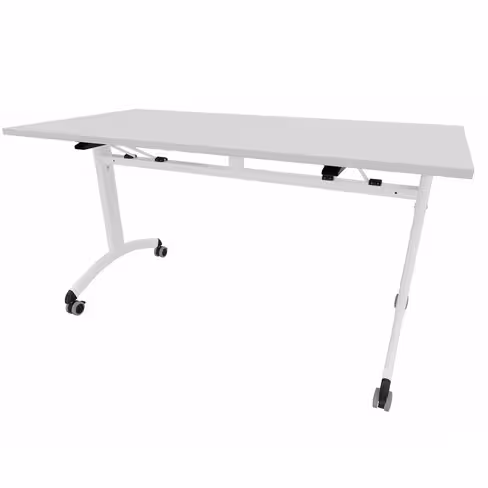 Table mobile rabattable rectangulaire FT12 - 140 x 70 cm - piétement époxy - plateau mélaminé