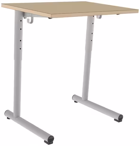 Table Polya 70x50 cm réglable - hêtre miel/gris alu - chants alaisés bois - piétement gris alu - par 2