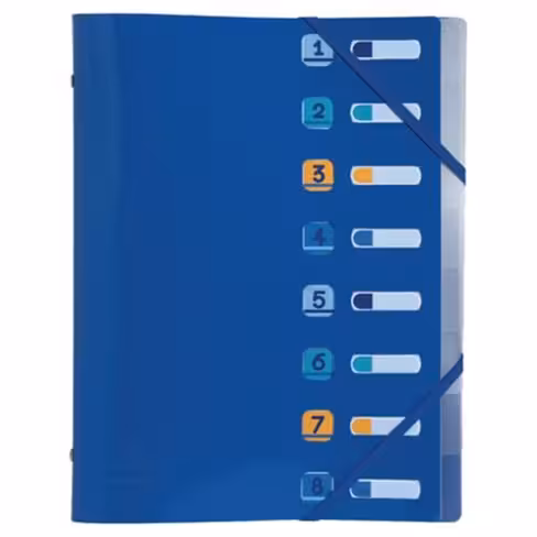 Trieur 3 rabatsExacompta Beeblue 8 compartiments bleu