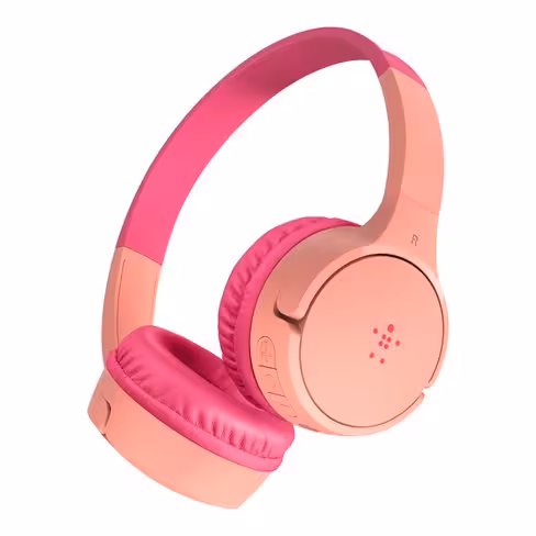Casque Bluetooth enfant Belkin SoundForm Mini rose - volume sécurisé - autocollants fournis