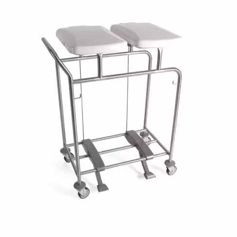 Chariot porte-sacs Hygicar III avec pédale - 2 sacs avec couvercle