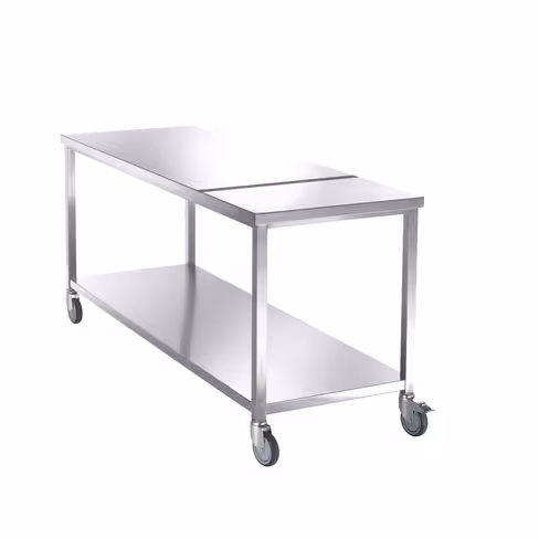 Table de tri inox mobile 2 plateaux 2000 x 700 x 910 mm - 4 roulettes pivotantes Ø 125 mm